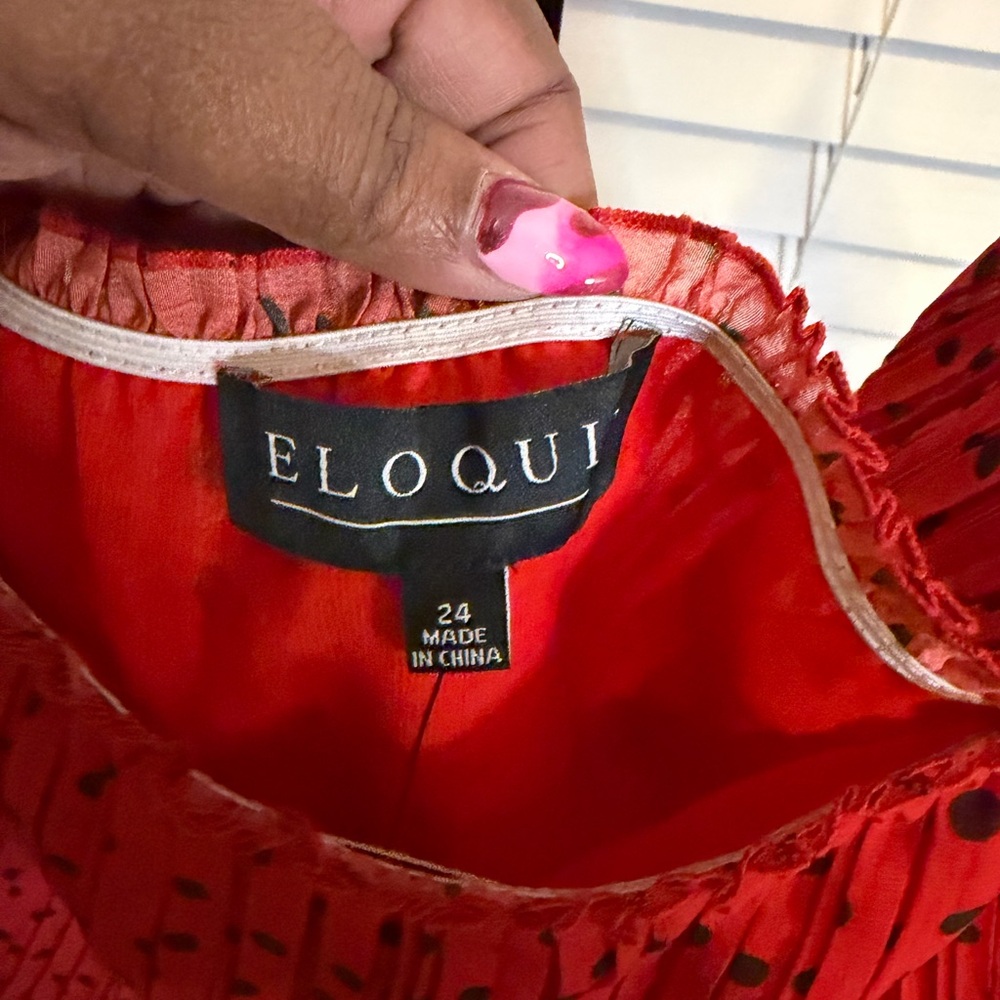 Eloquii BNWT Plus Size- Red Polka Dot- Pleated Off-Shoulder Blouse- Size 24W - Picture 5 of 7